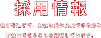 RECRUIT 仕事を通じて、会社と共に成長できる方とお会いできることを期待しています。